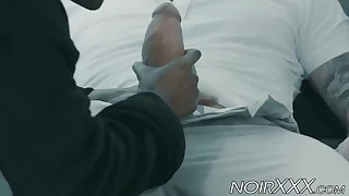 Hunky Rocco Steele stuffs his fat cock inside black jock